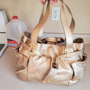 Rare Michael Kors Gold Leather Shoulder Bag Purse